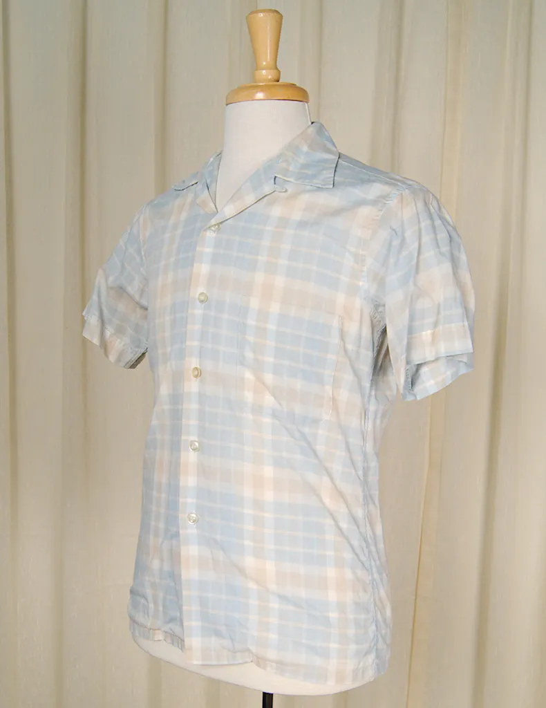 1950s SS Blue Plaid Loop Shirt