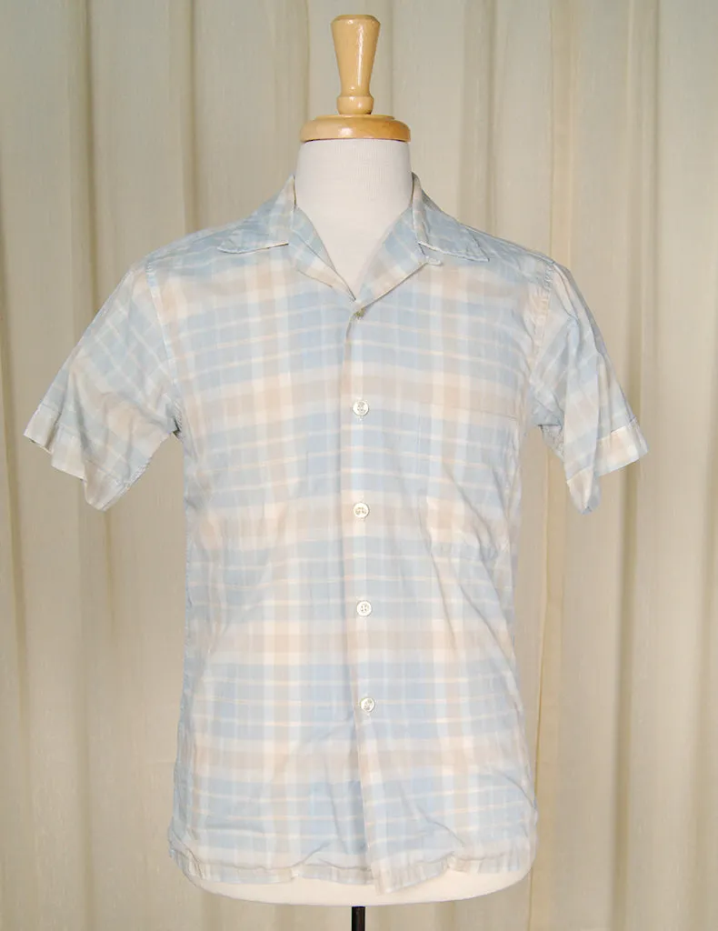 1950s SS Blue Plaid Loop Shirt