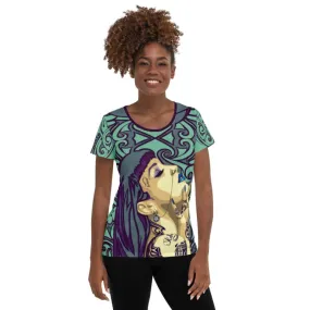 All-Over Print Women's Athletic T-shirt - Muchaa style design Maori ornament