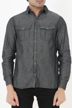 ALMAS DENIM SHIRT-BLACK