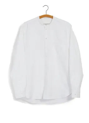 ANTE | Collarless Shirt With Chest Pocket | White