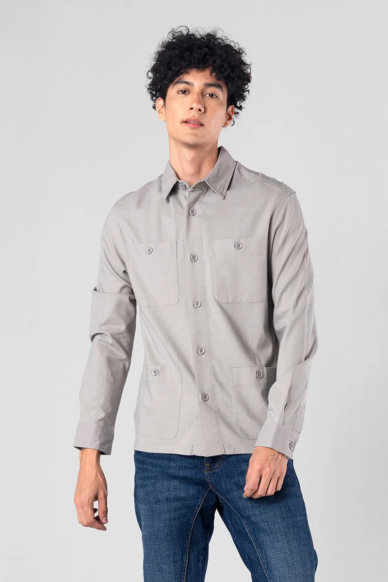 Aquae Pearl Grey Linen Overshirt