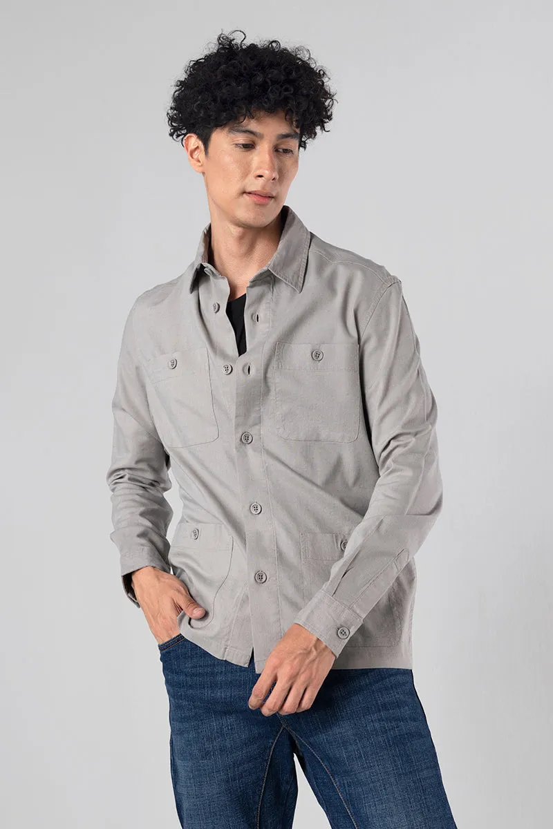 Aquae Pearl Grey Linen Overshirt