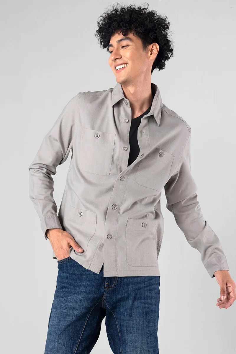 Aquae Pearl Grey Linen Overshirt