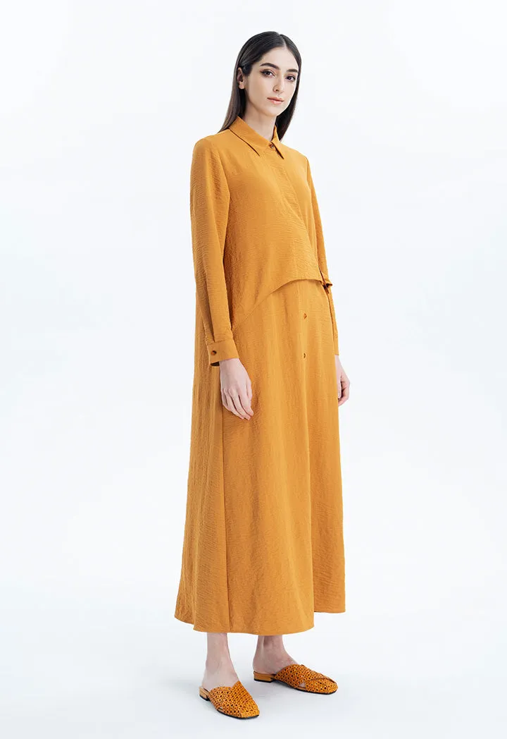 Asymmetrical Flap Belt Solid Dress