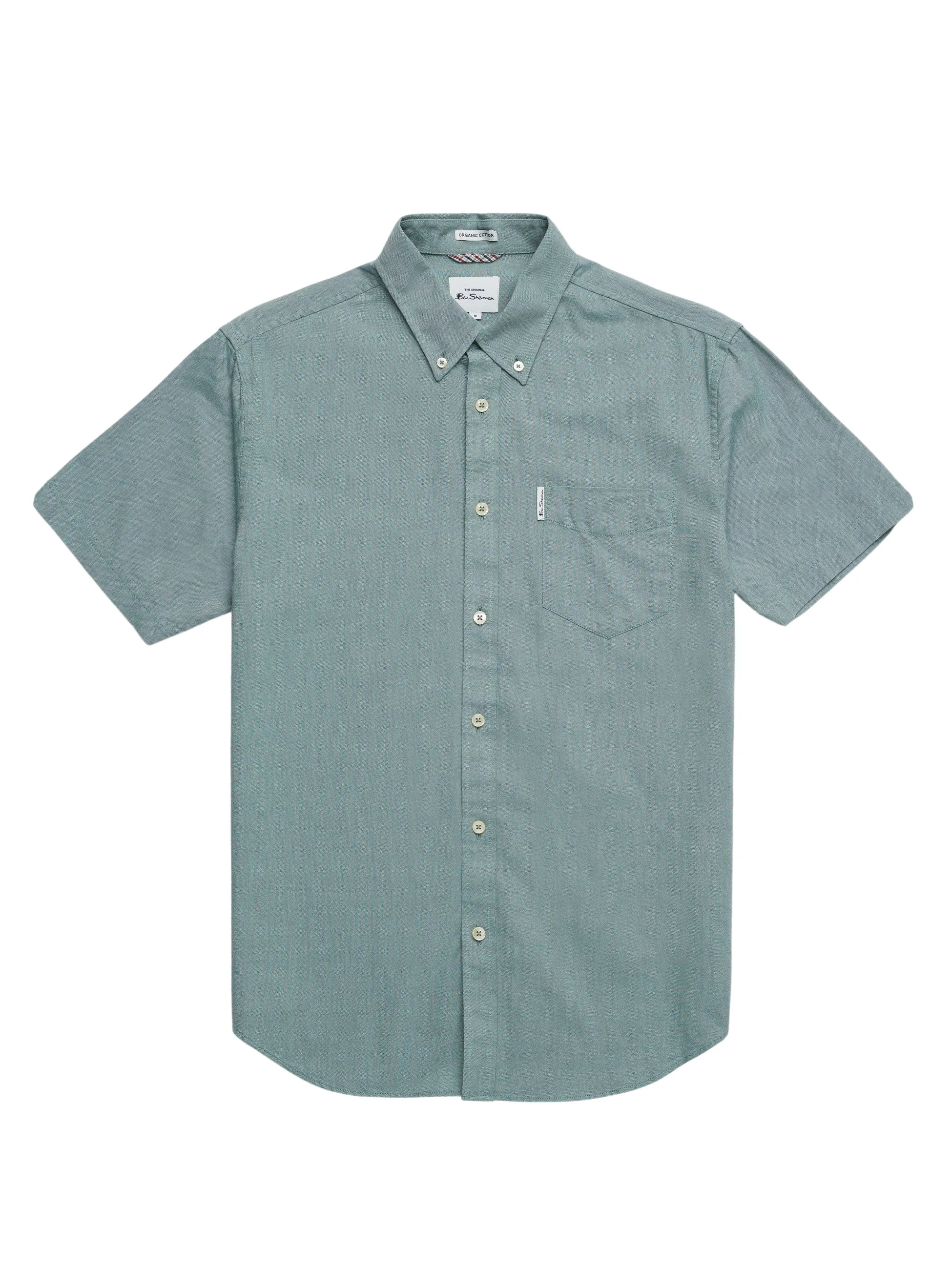 Ben Sherman Men's Button-Down Collar Signature Oxford Shirt, Tab Logo Pocket, Short Sleeved, Regular Fit