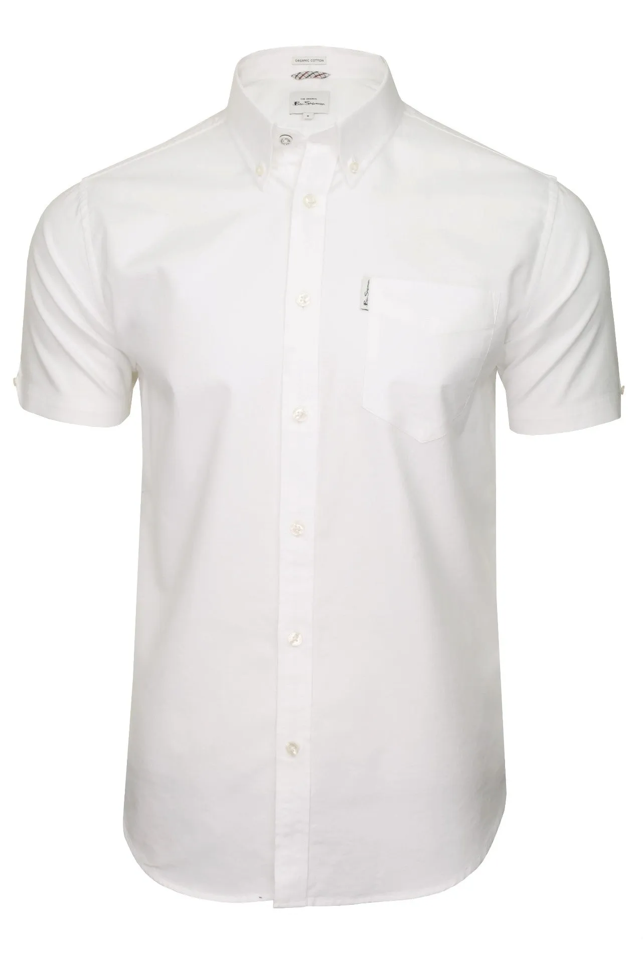 Ben Sherman Men's Button-Down Collar Signature Oxford Shirt, Tab Logo Pocket, Short Sleeved, Regular Fit