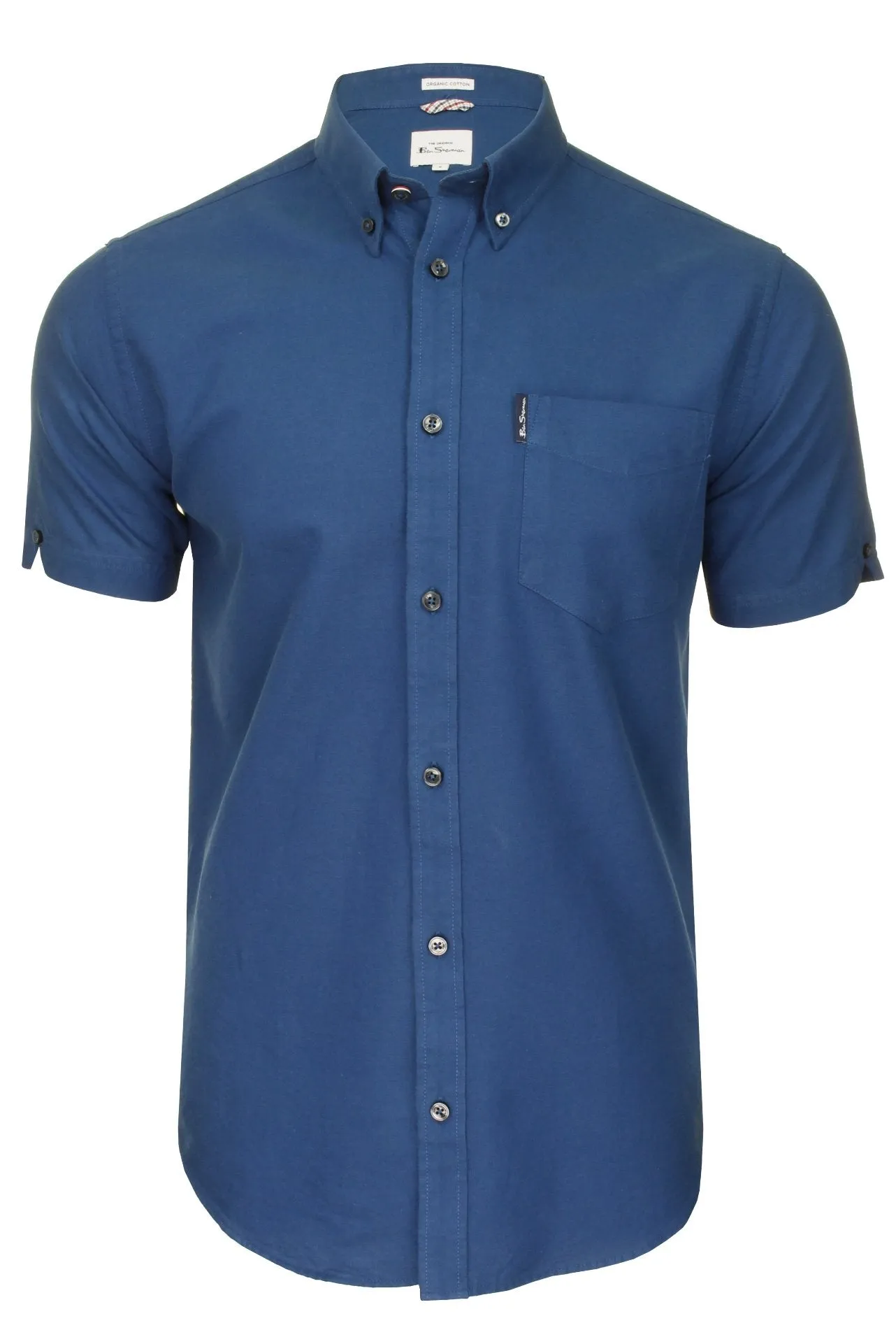 Ben Sherman Men's Button-Down Collar Signature Oxford Shirt, Tab Logo Pocket, Short Sleeved, Regular Fit