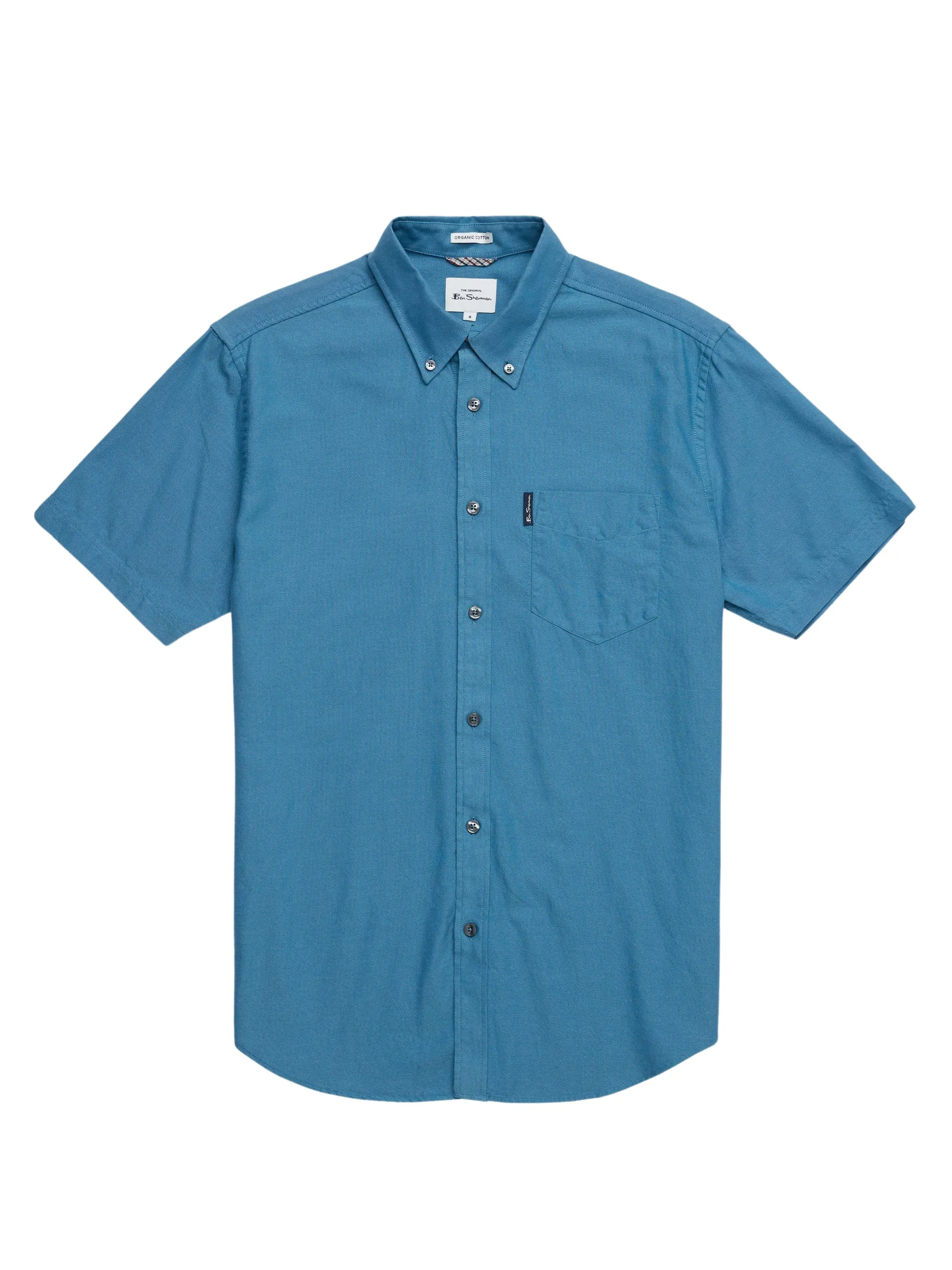 Ben Sherman Men's Button-Down Collar Signature Oxford Shirt, Tab Logo Pocket, Short Sleeved, Regular Fit