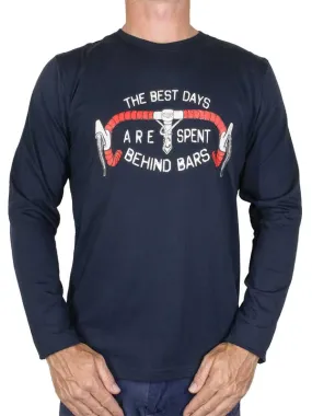 Best Days Behind Bars Long Sleeve T Shirt Navy