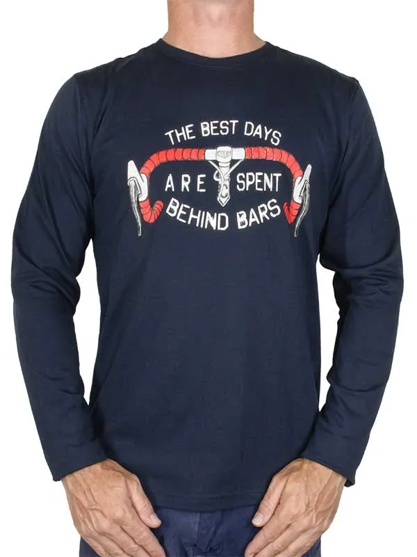 Best Days Behind Bars Long Sleeve T Shirt Navy