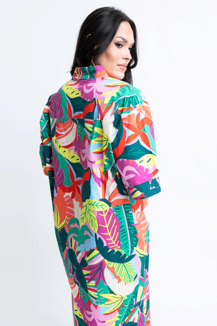 Birds of Paradise Shirt Maxi Dress