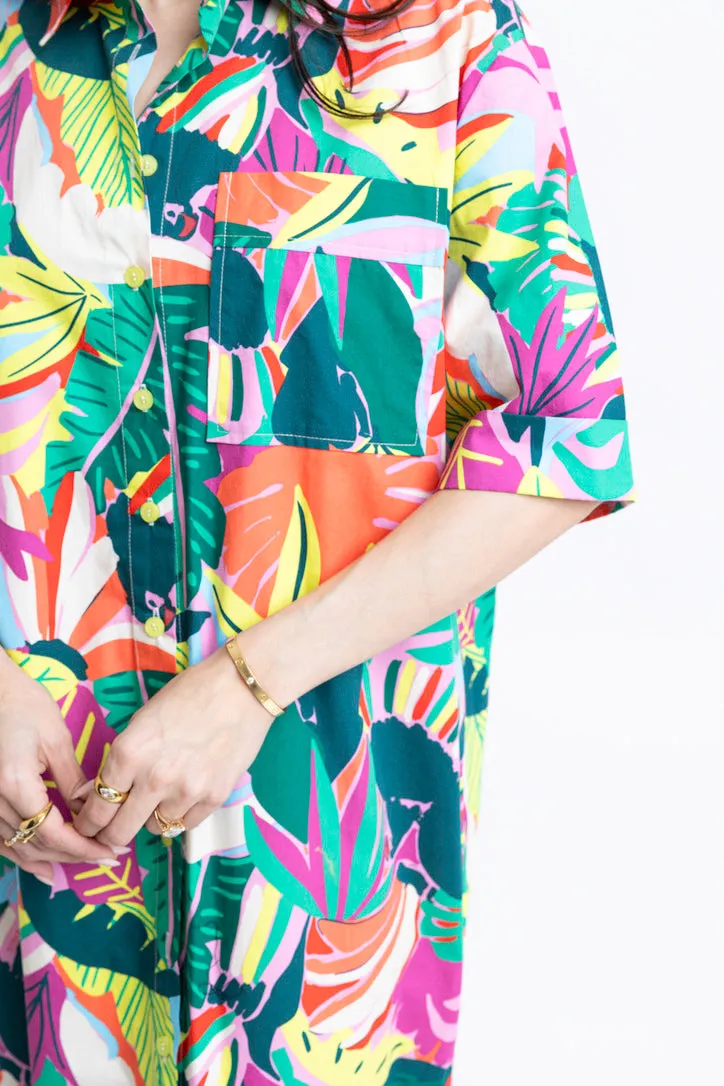 Birds of Paradise Shirt Maxi Dress