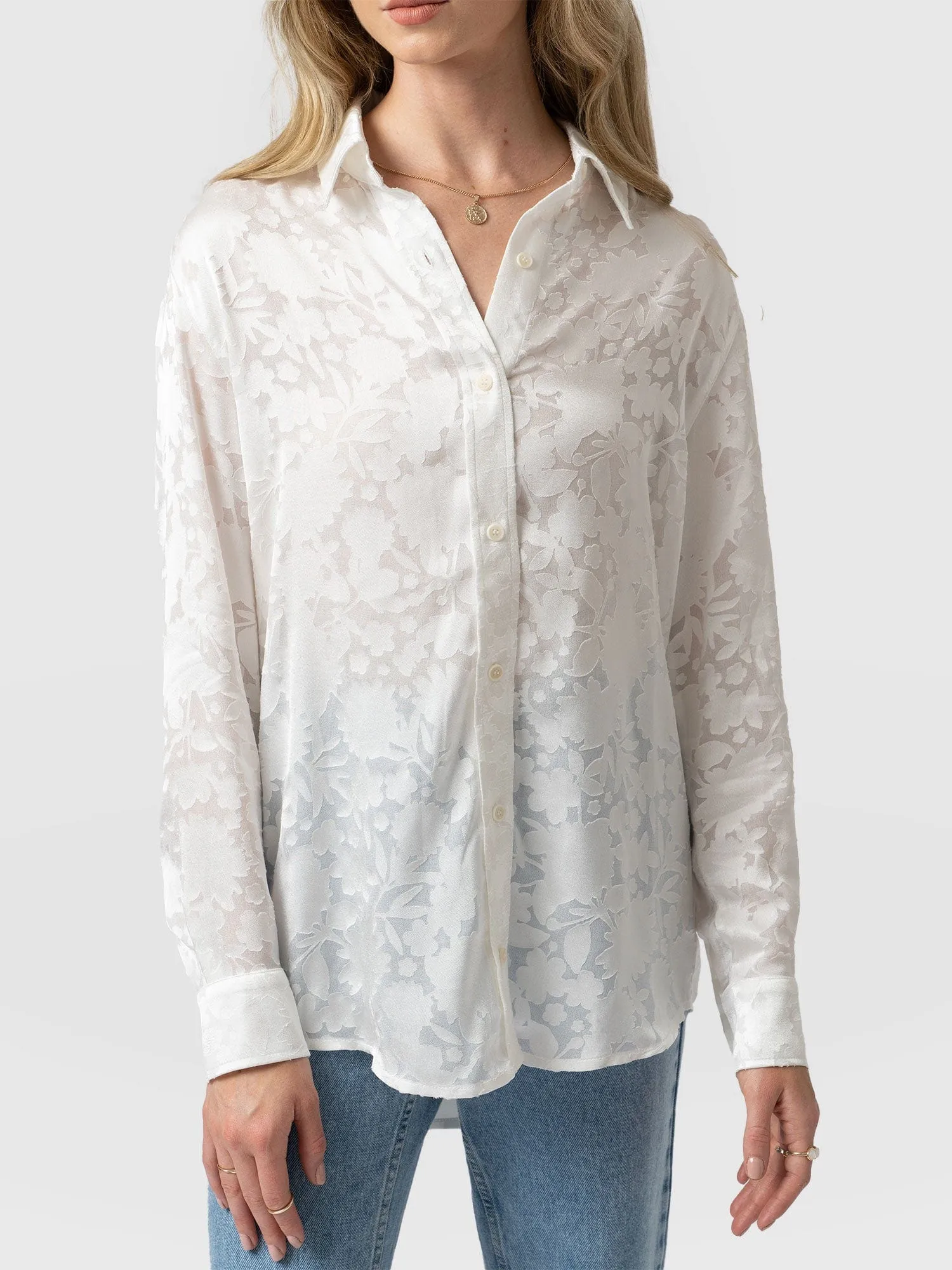 Boyfriend Shirt - White Burnout