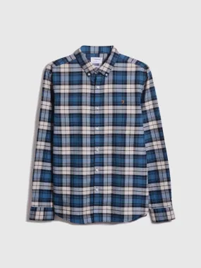 Brewer Slim Fit Organic Cotton Check Shirt In Fog