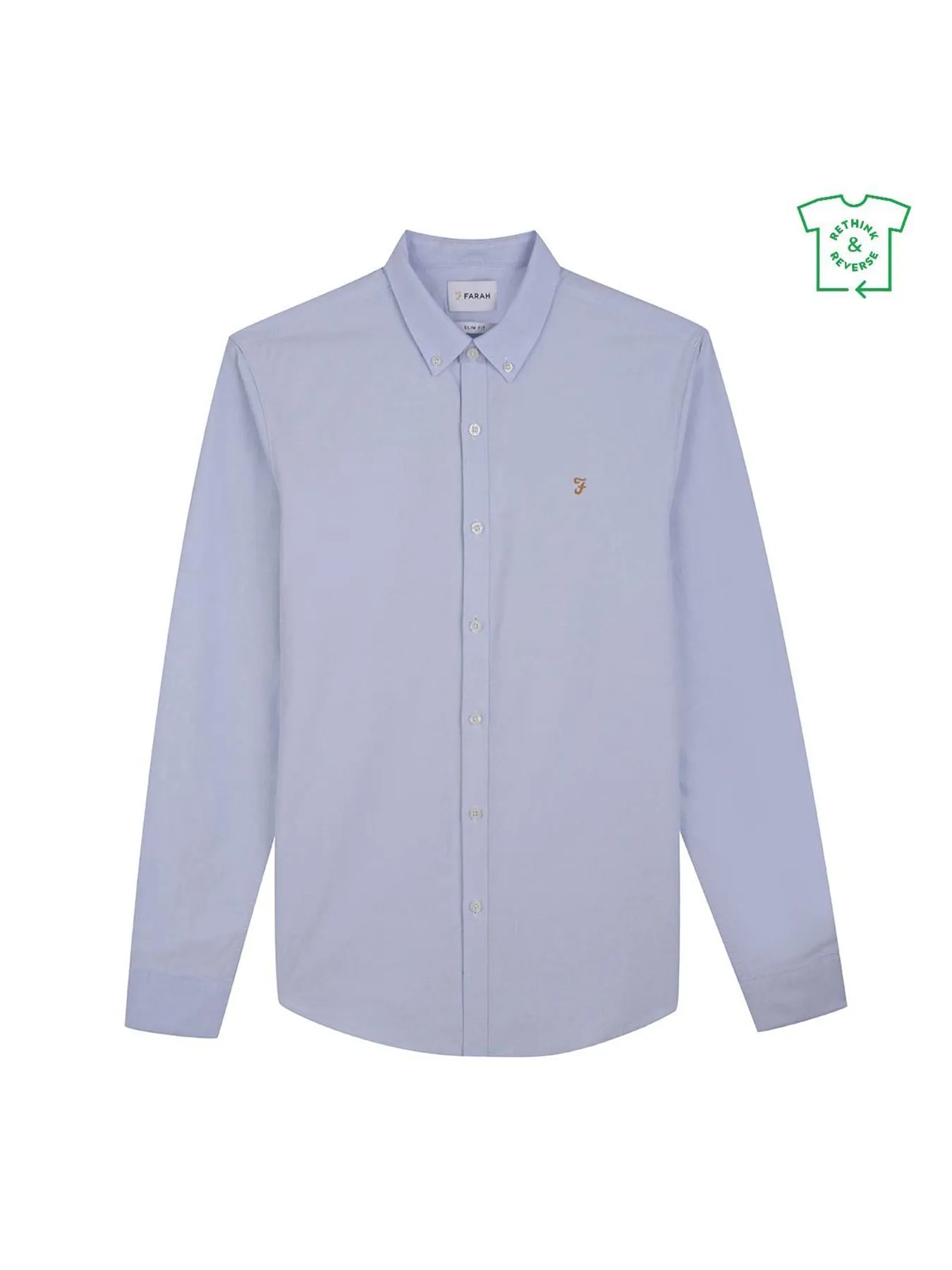 Brewer Slim Fit Organic Cotton Oxford Shirt In Sky Blue