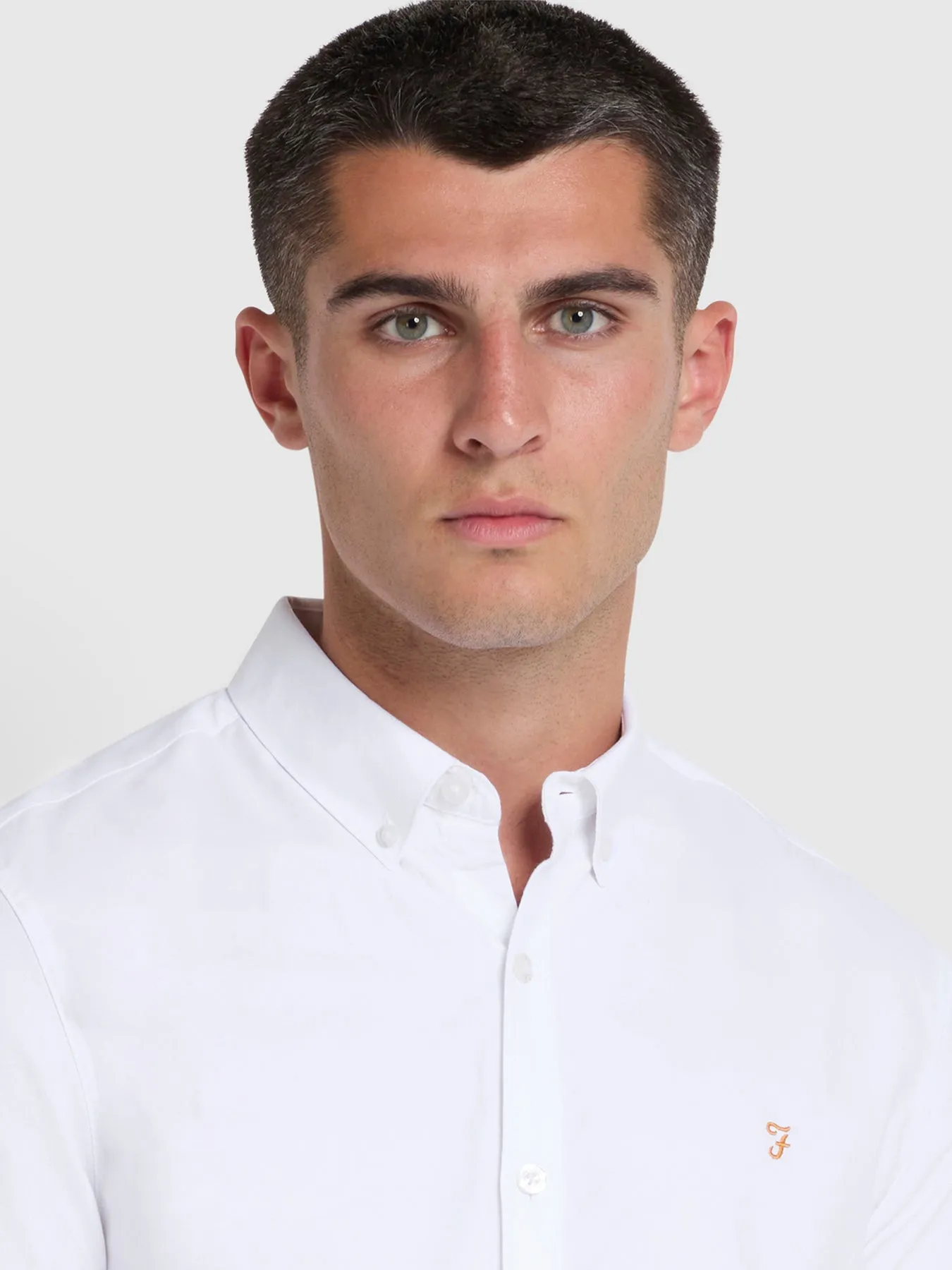 Brewer Slim Fit Organic Cotton Oxford Shirt In White