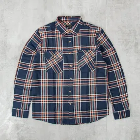 Brixton Bowery L/S Flannel Shirt - Navy / White / Terracotta