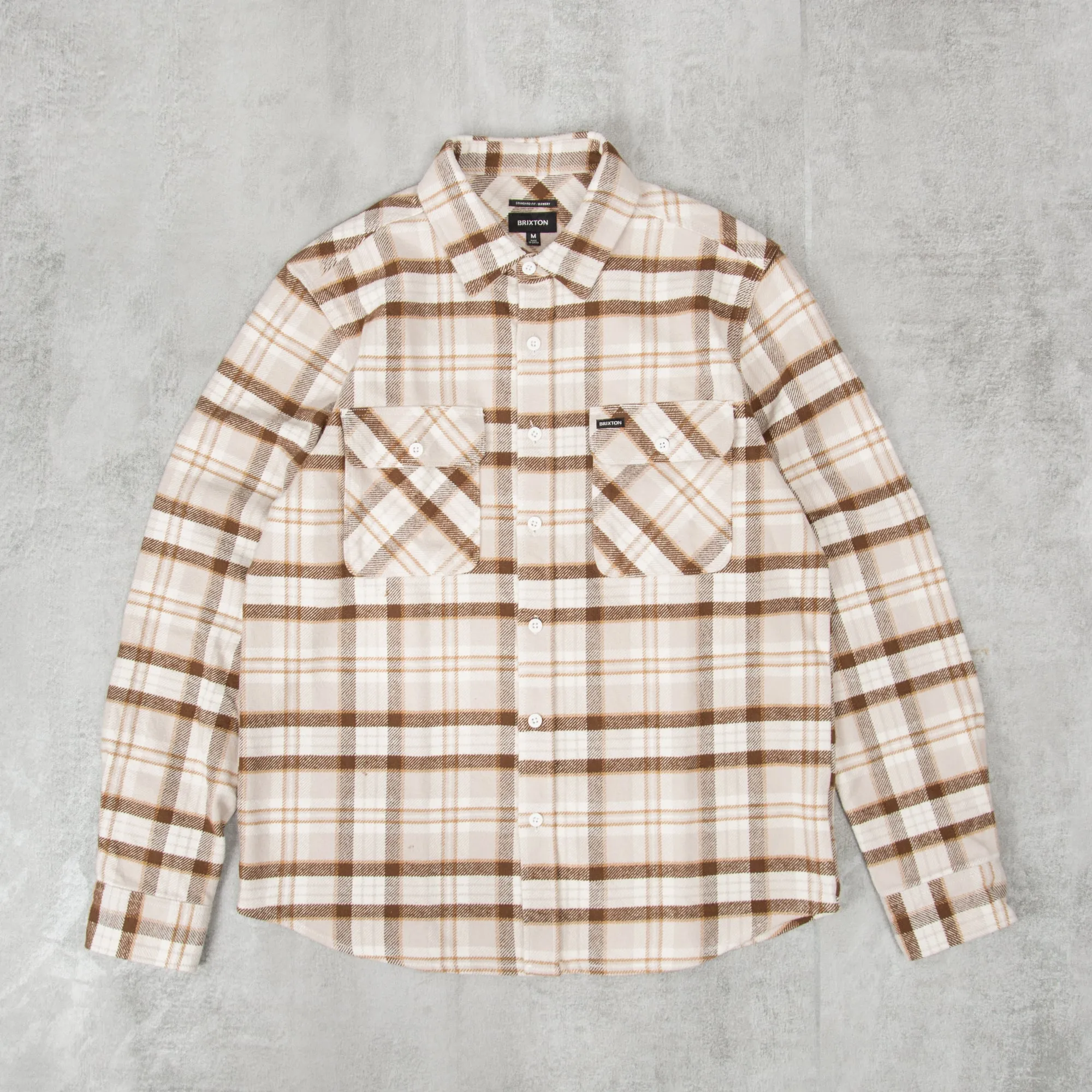 Brixton Bowery L/S Heavy Weight Flannel Shirt - Beige / Off White / Desert Palm