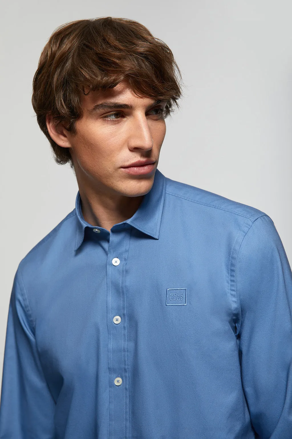 Camisa azul Oxford con logo Polo Club