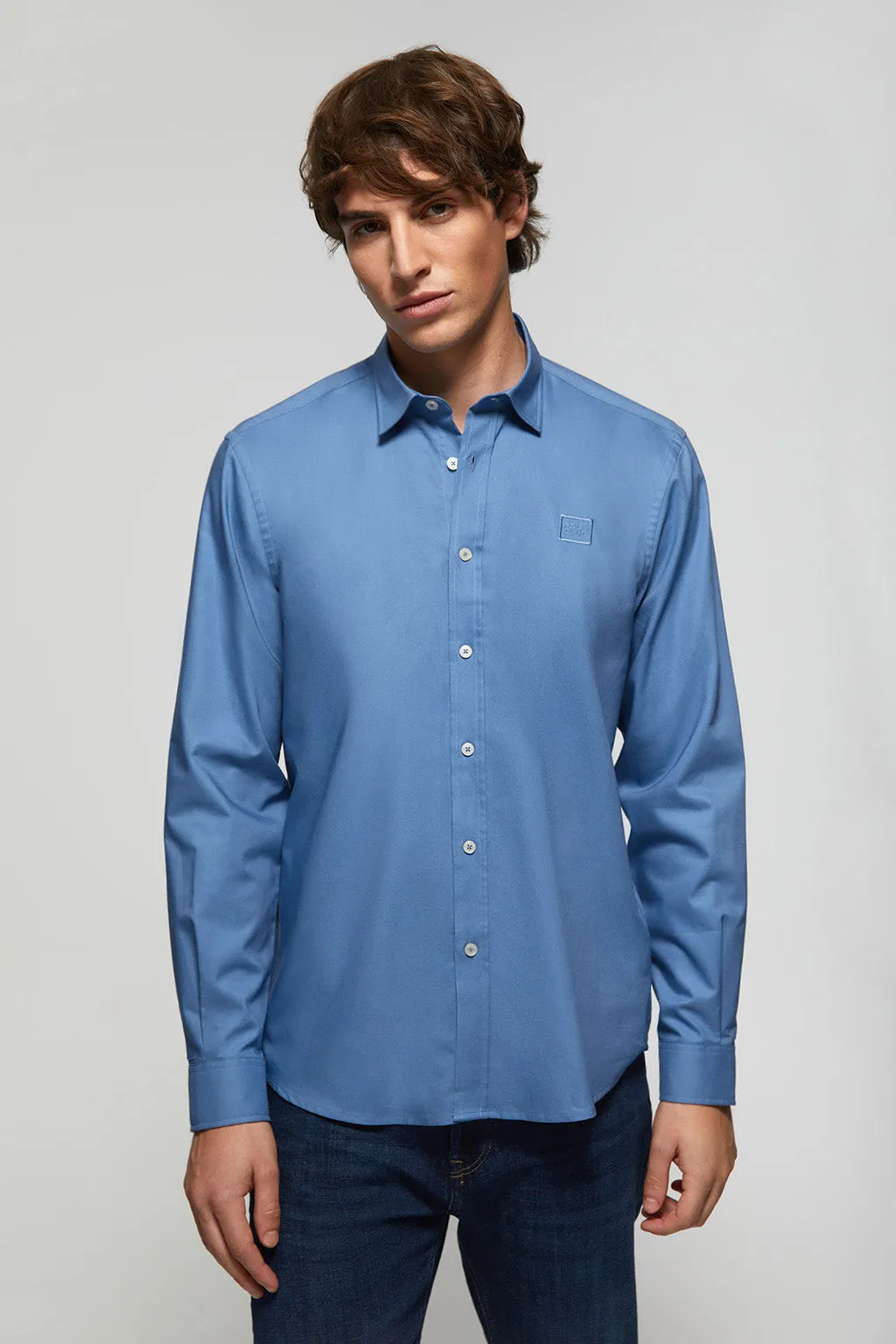 Camisa azul Oxford con logo Polo Club