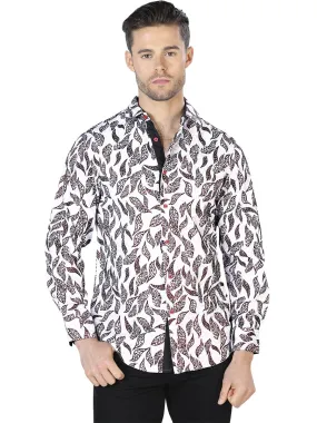 Camisa Casual Manga Larga Estampada Negro/Blanco para Hombre 'El Señor de los Cielos' - ID: 44055