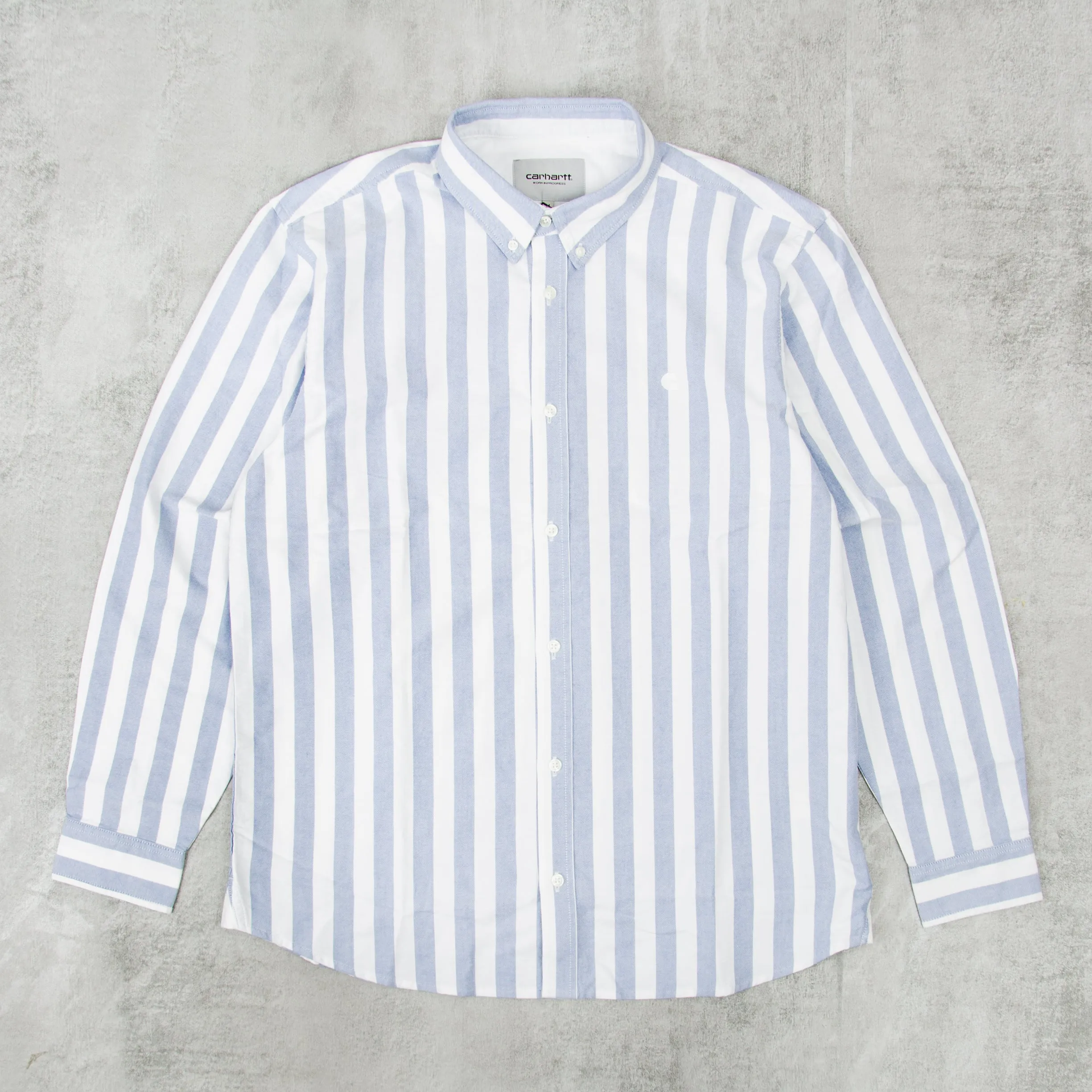 Carhartt WIP Dillion Striped L/S Shirt - Bleach / White