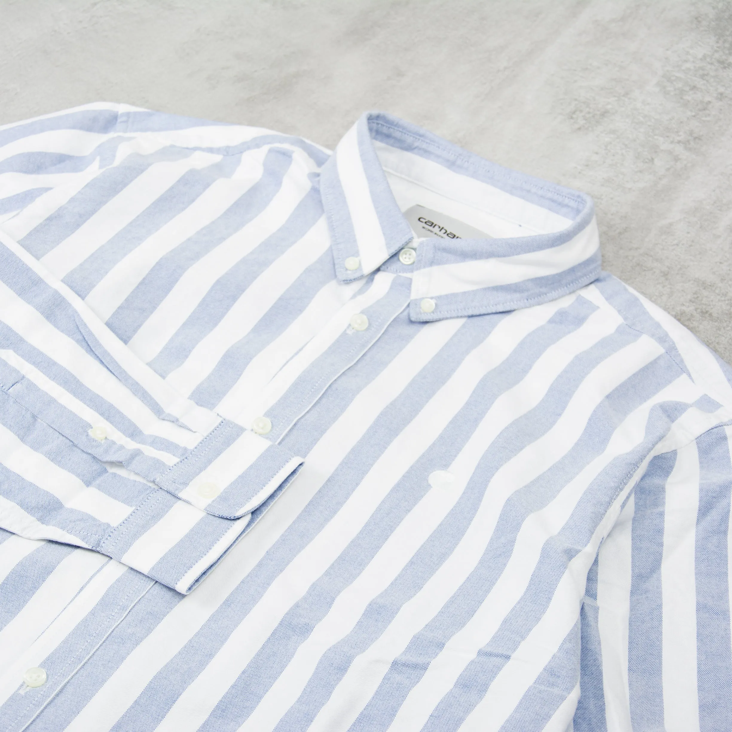 Carhartt WIP Dillion Striped L/S Shirt - Bleach / White