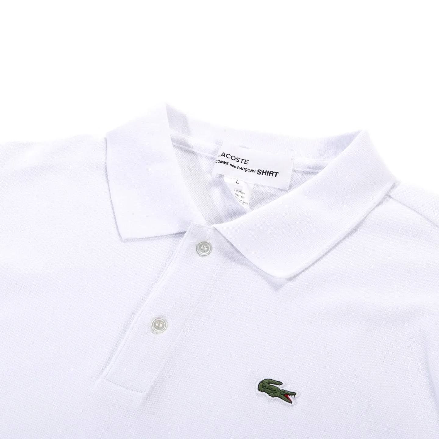 COMME DES GARCONS SHIRT T015 LACOSTE TWISTED POLO WHITE