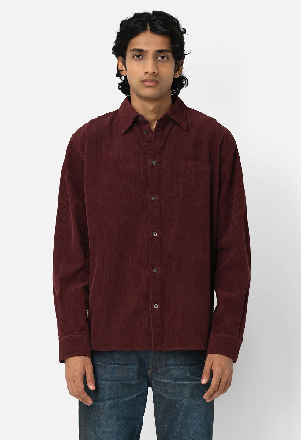 Corduroy Cloak Button Up / Burgundy