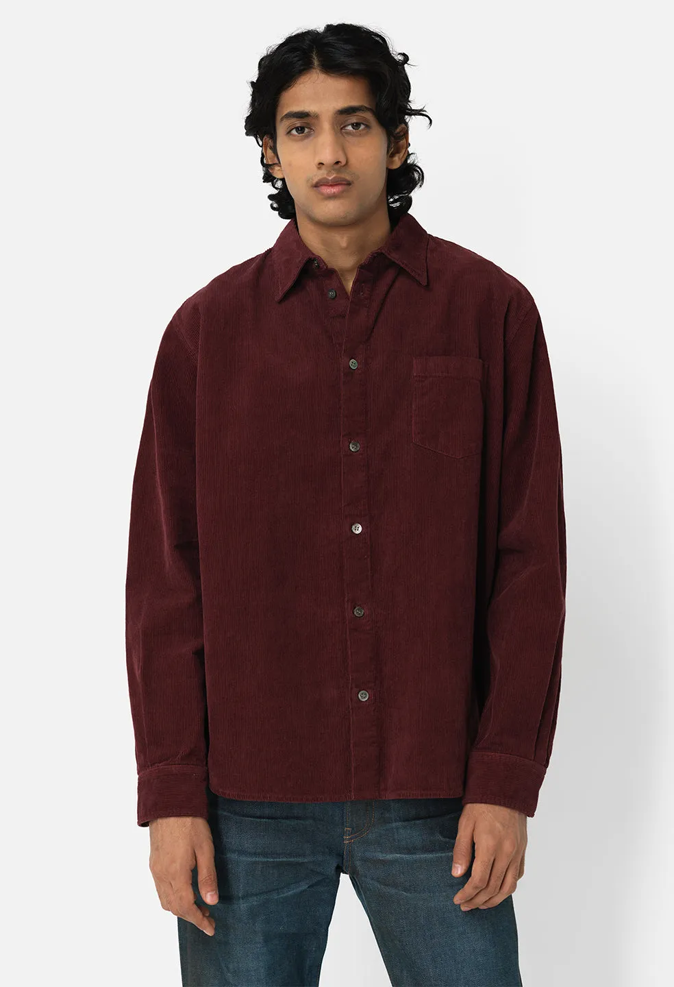 Corduroy Cloak Button Up / Burgundy