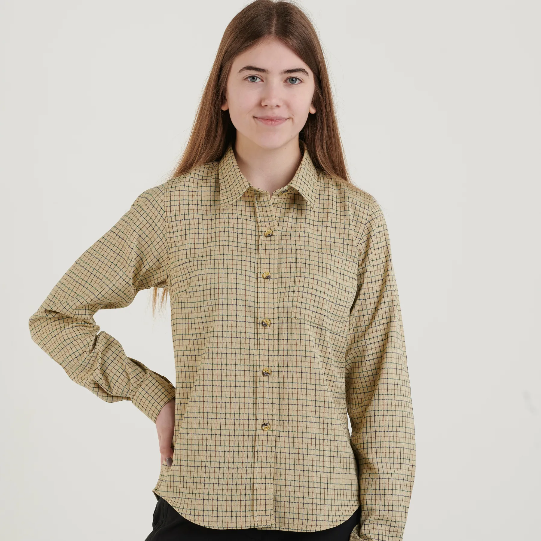 Country Classics Womens Check Long Sleeve Shirts - Cartmel Beige