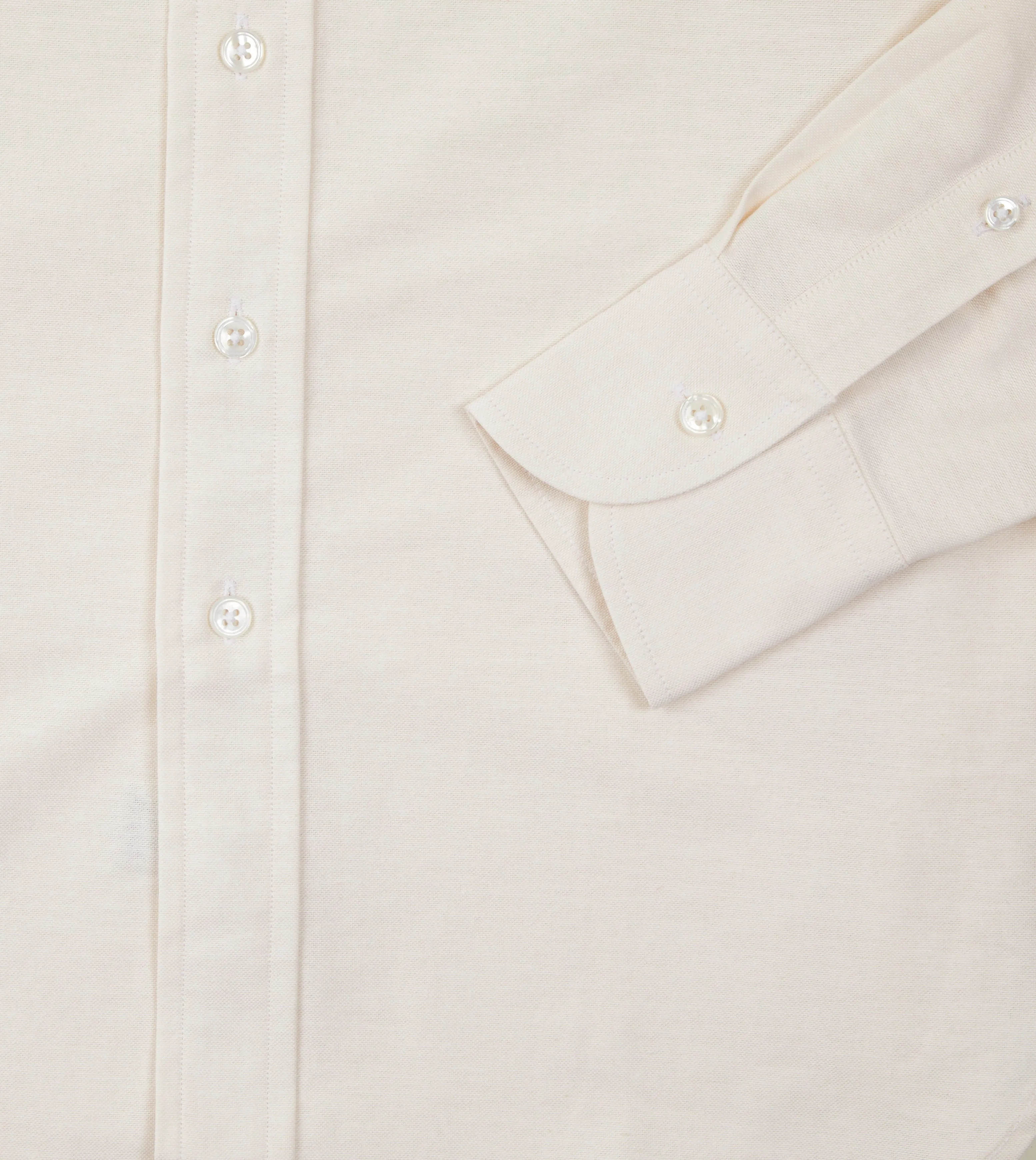 Cream Cotton Oxford Cloth Long Point Collar Shirt