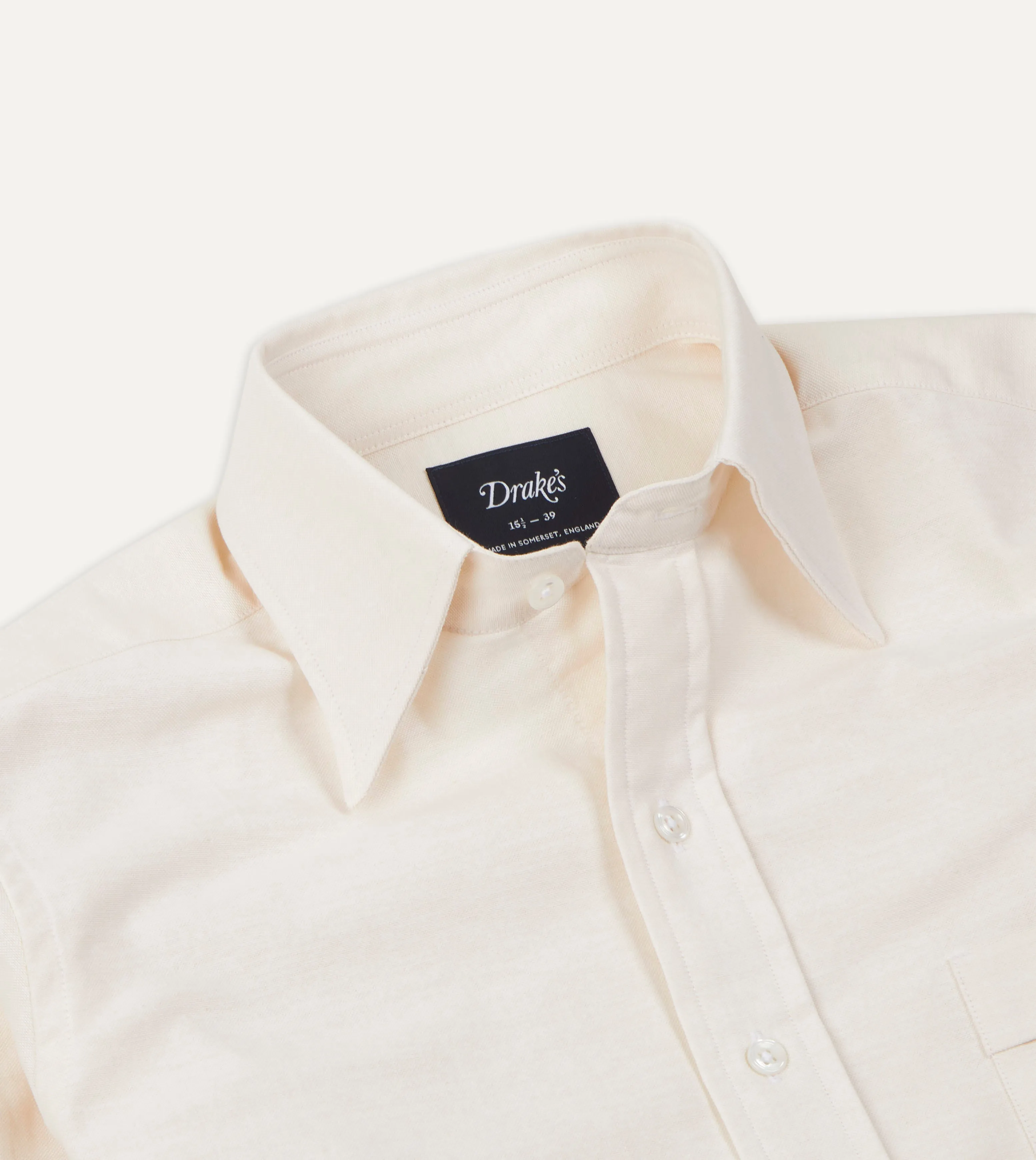 Cream Cotton Oxford Cloth Long Point Collar Shirt