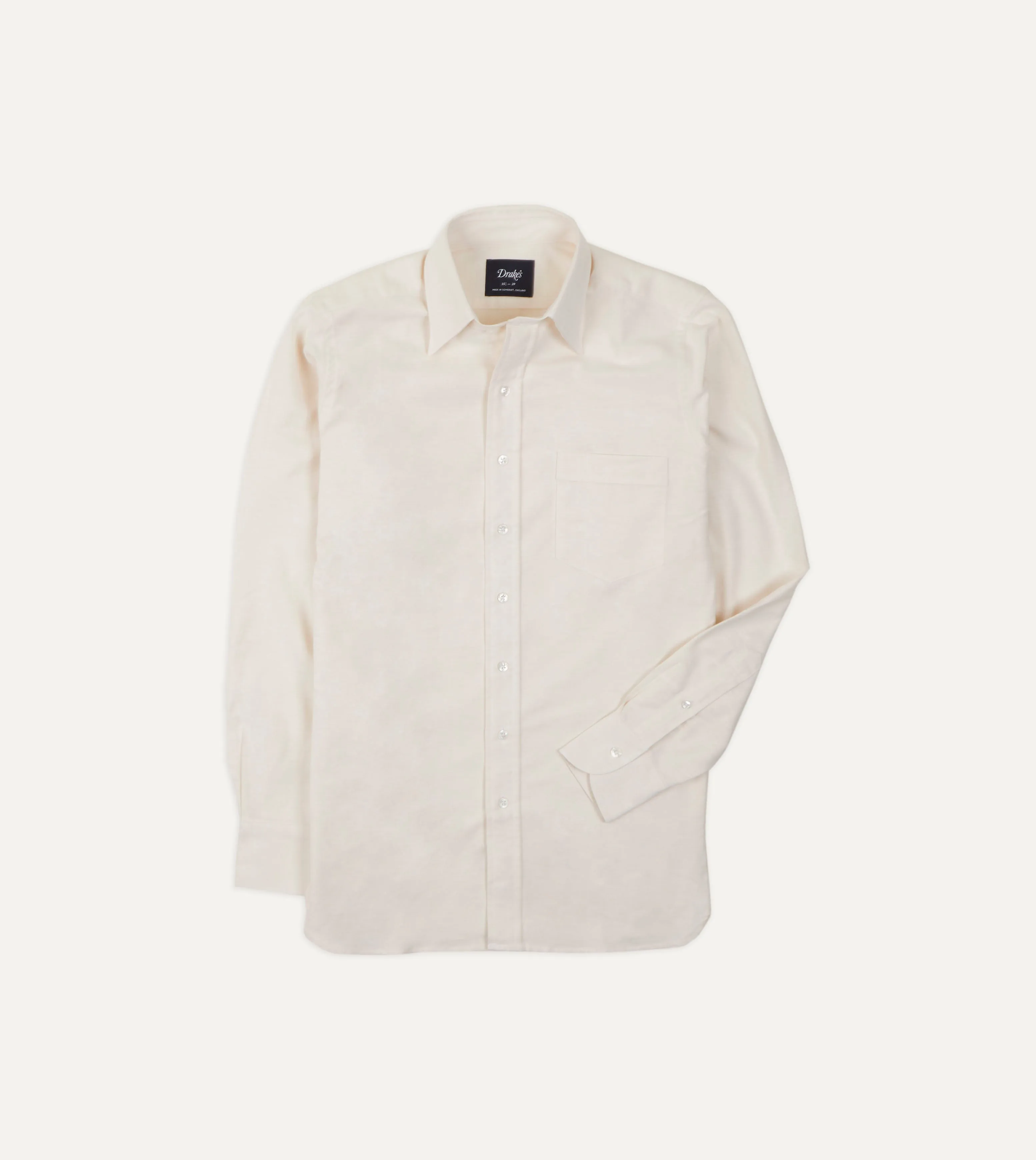 Cream Cotton Oxford Cloth Long Point Collar Shirt