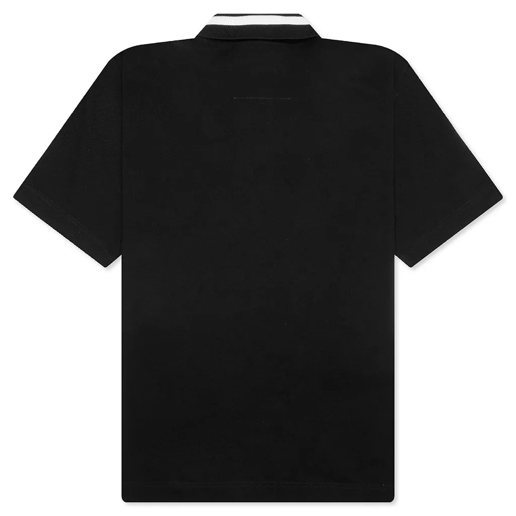 Crest Polo Shirt With Casual Pocket - Black