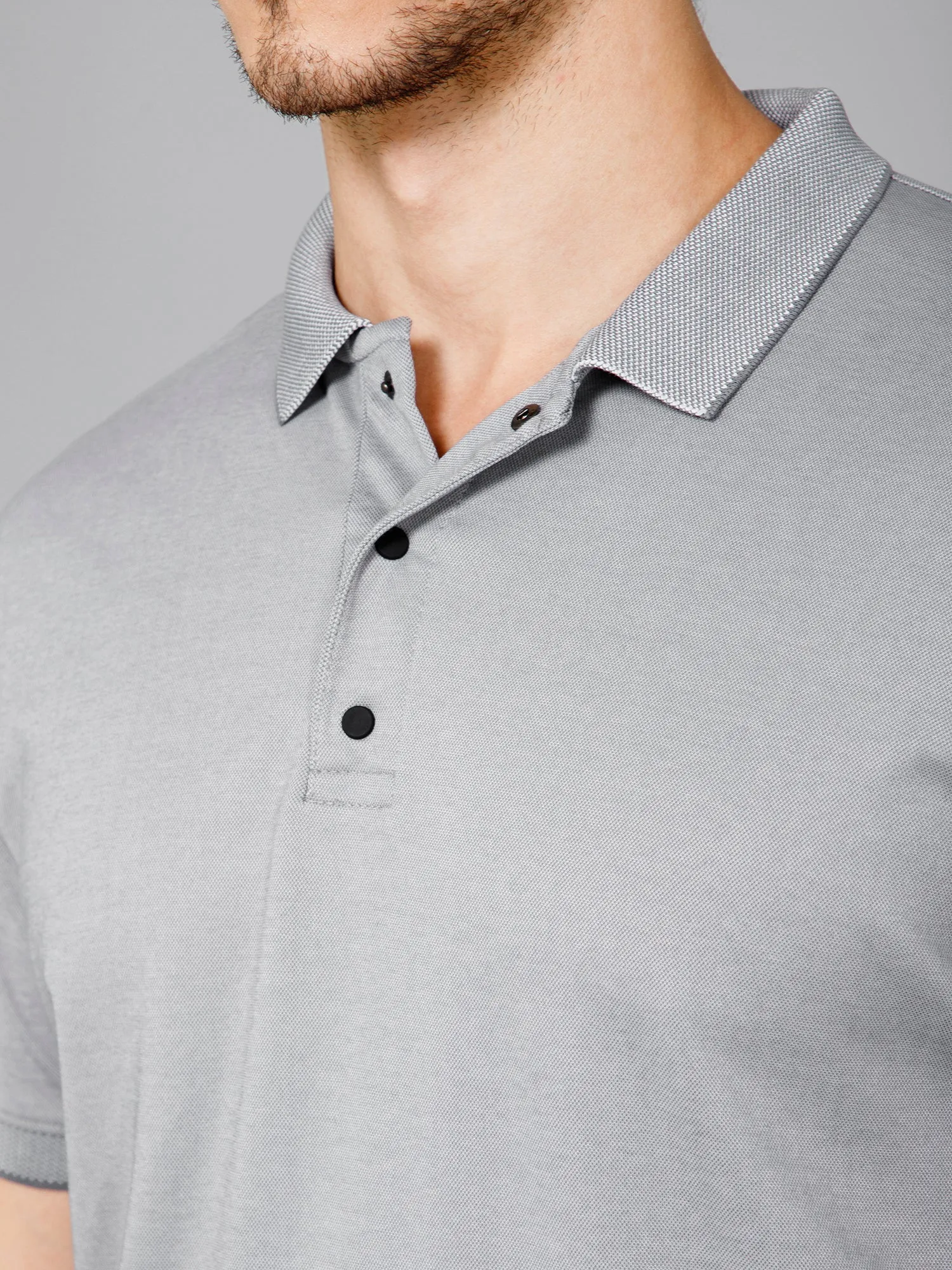 Cross Knit Grey Polo T-shirt