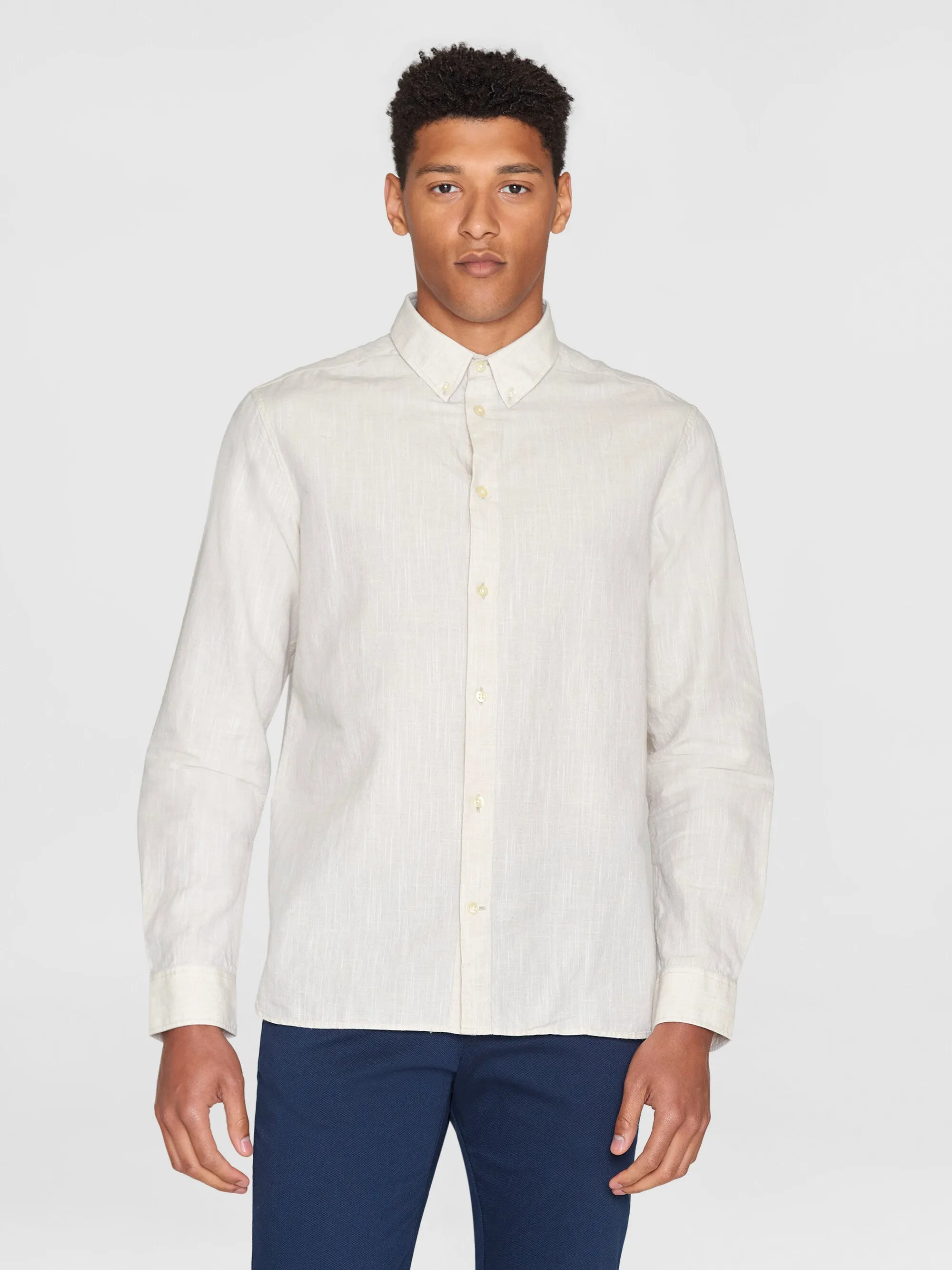 Custom fit linen shirt - Light feather gray