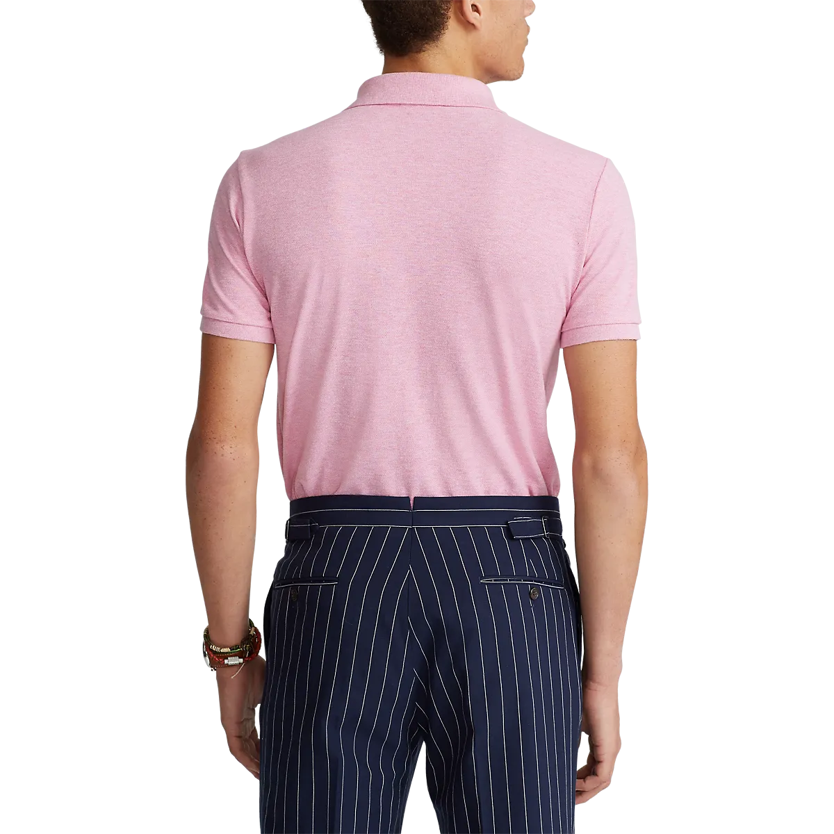 Custom Fit Mesh Polo - Pink Marle (Light Blue Pony)