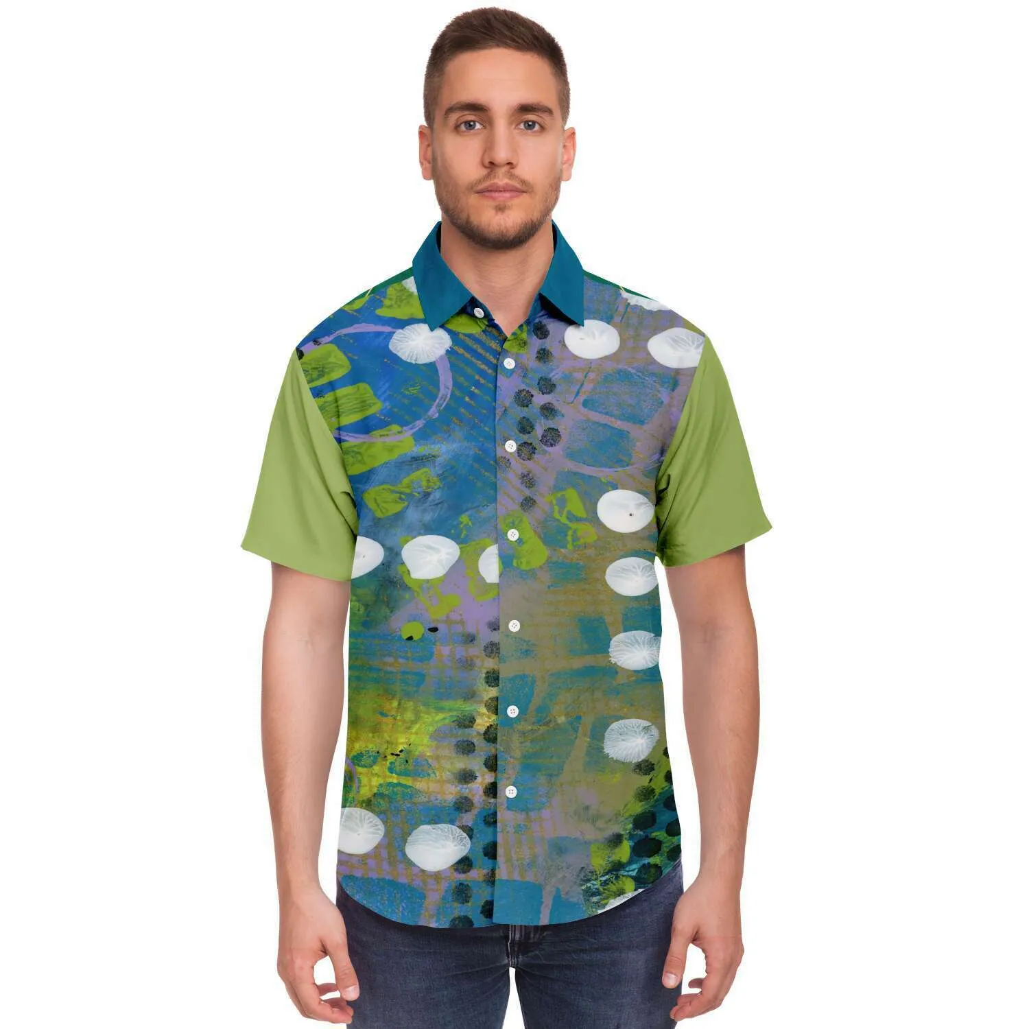 Dragonfly Abstract Print Button Down Shirt