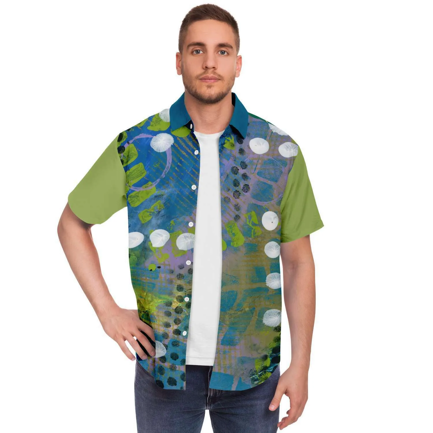 Dragonfly Abstract Print Button Down Shirt