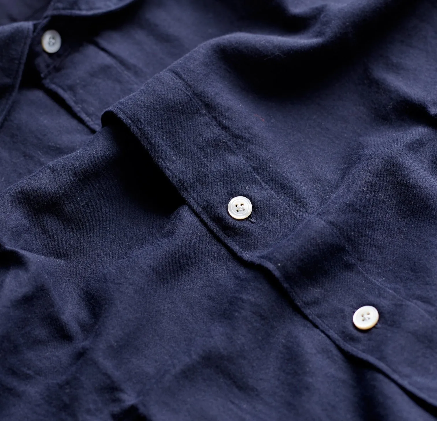 Finamore Cotton Flannel Navy Shirt