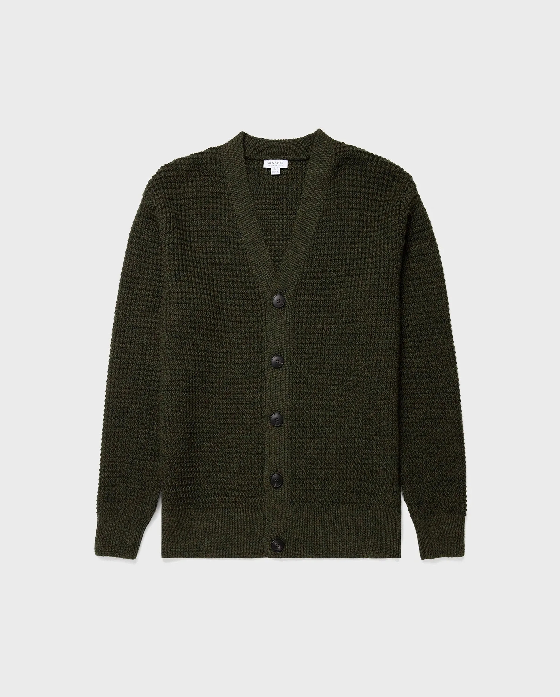 FISHERMAN CARDIGAN / DARK OLIVE