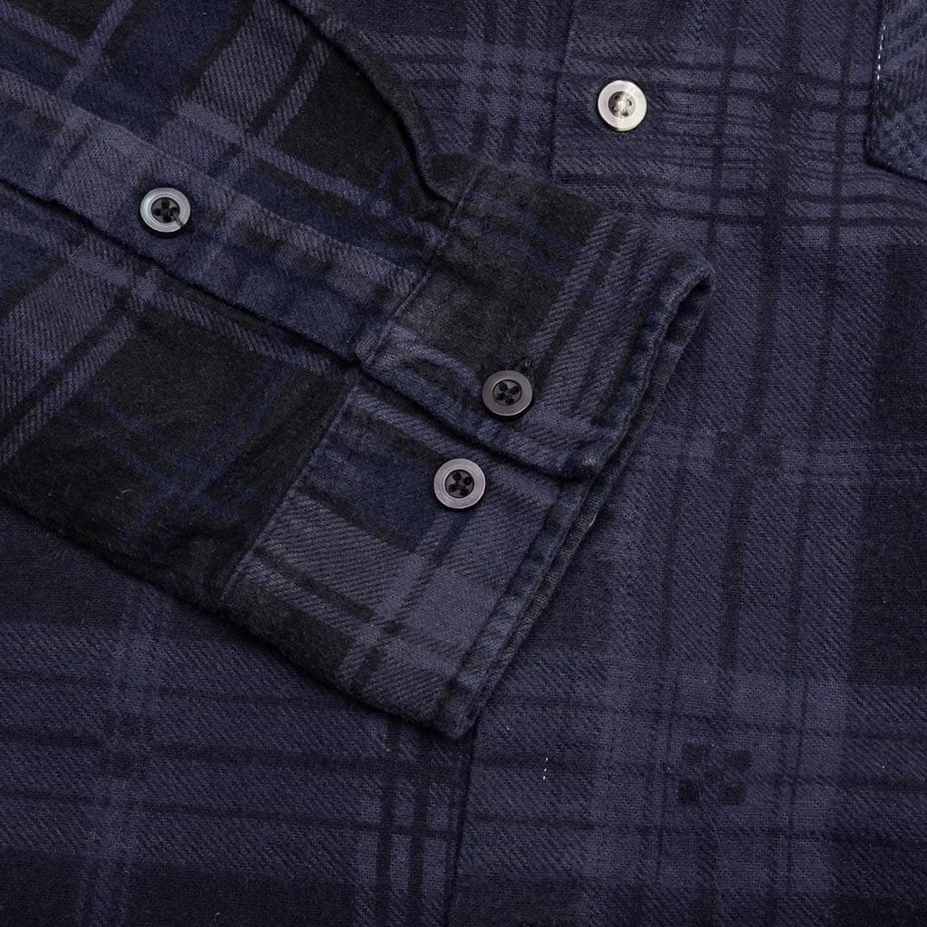 Flannel Shirt 7 Cuts Shirt Over Dye - Purple