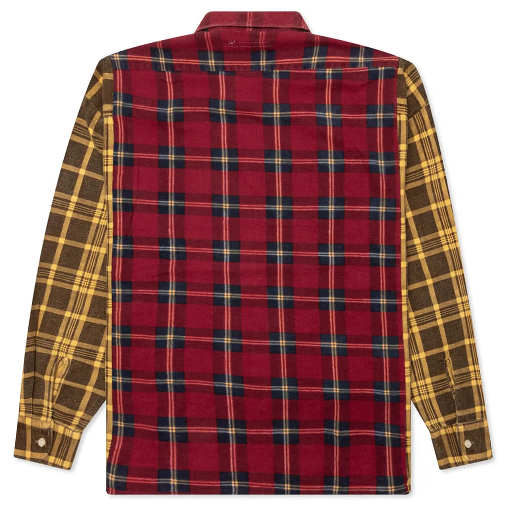 Flannel Shirt Ribbon Wide Shirt - Assorted