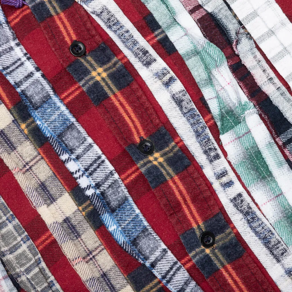 Flannel Shirt Ribbon Wide Shirt - Assorted