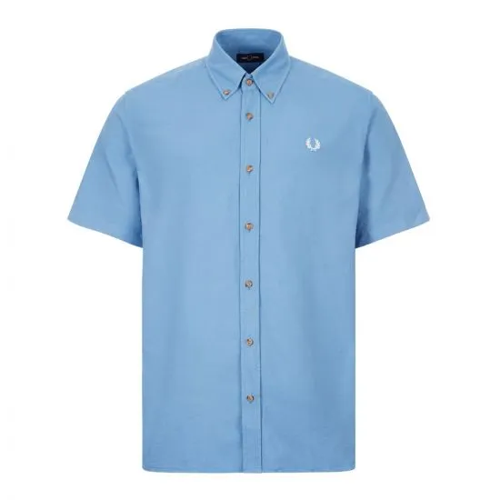 Fred Perry  Short Sleeve Shirt Overdyed - Riviera Blue