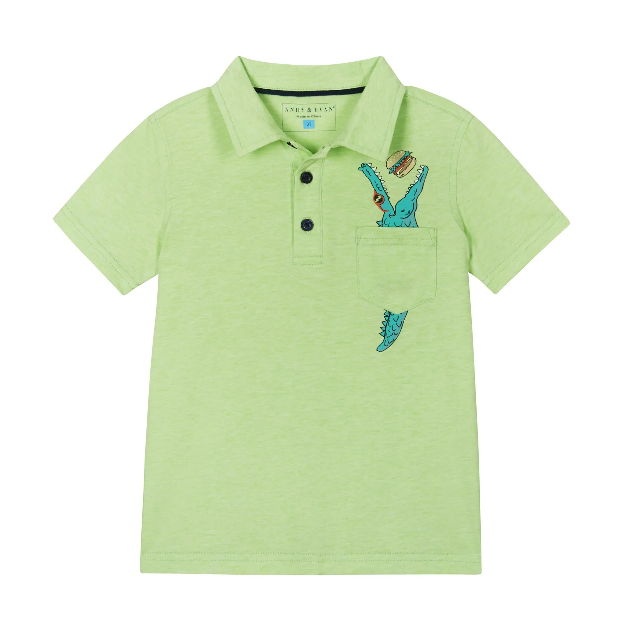 Fun Crocodile Print Polo Shirt | Green