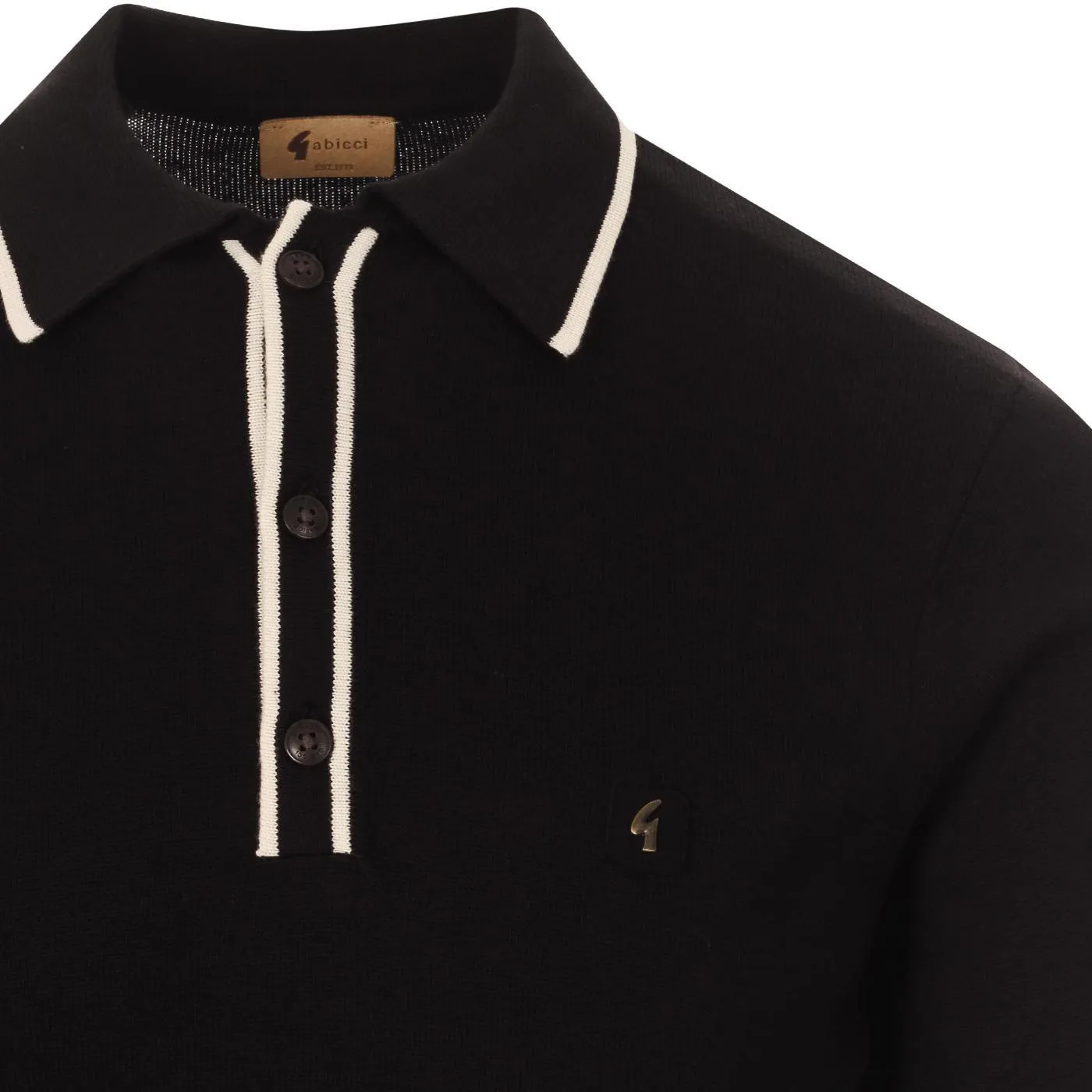 Gabicci Vintage Lineker Knitted Polo Shirt Black