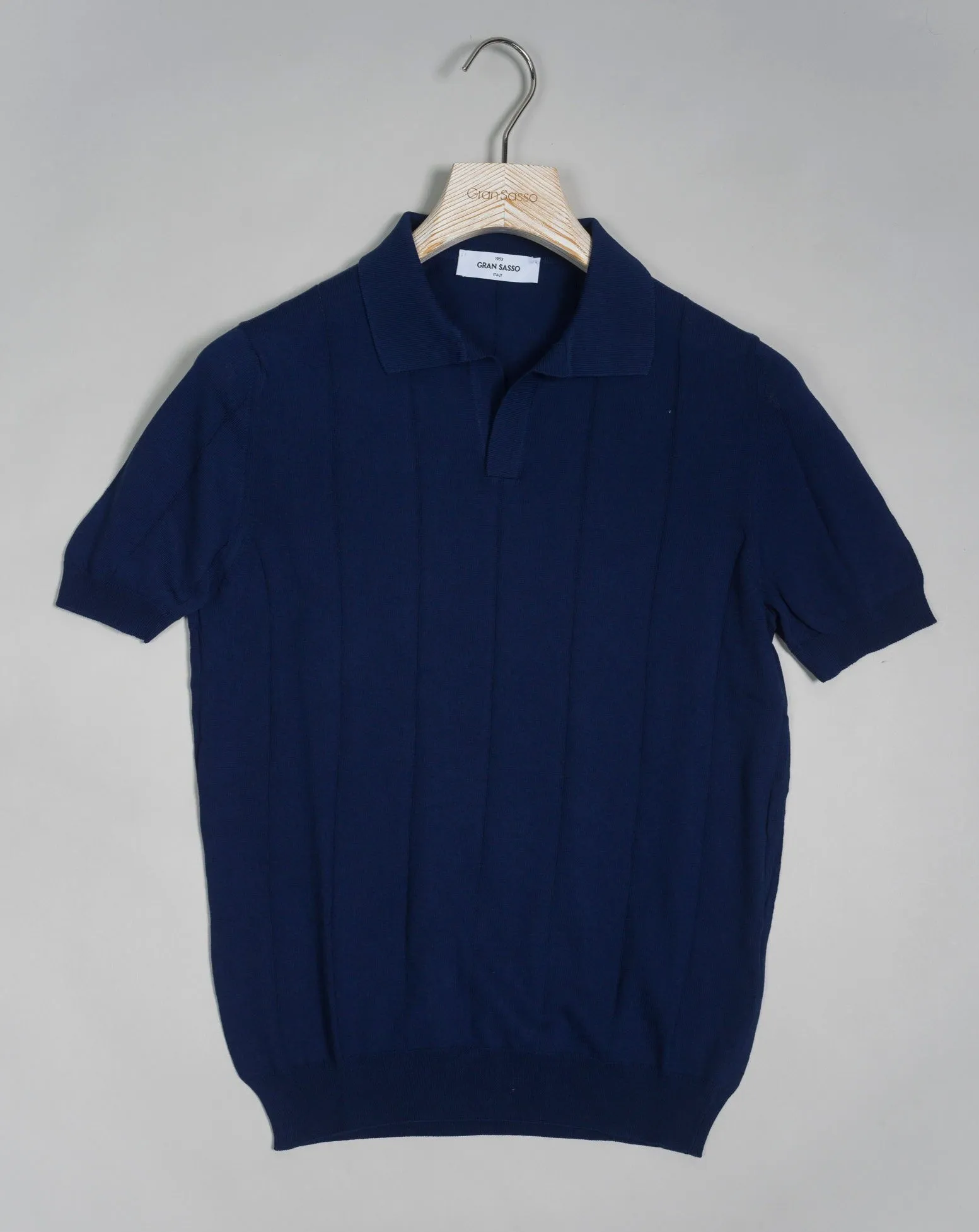 Gran Sasso Ribbed Capri Collar Shirt / Blue